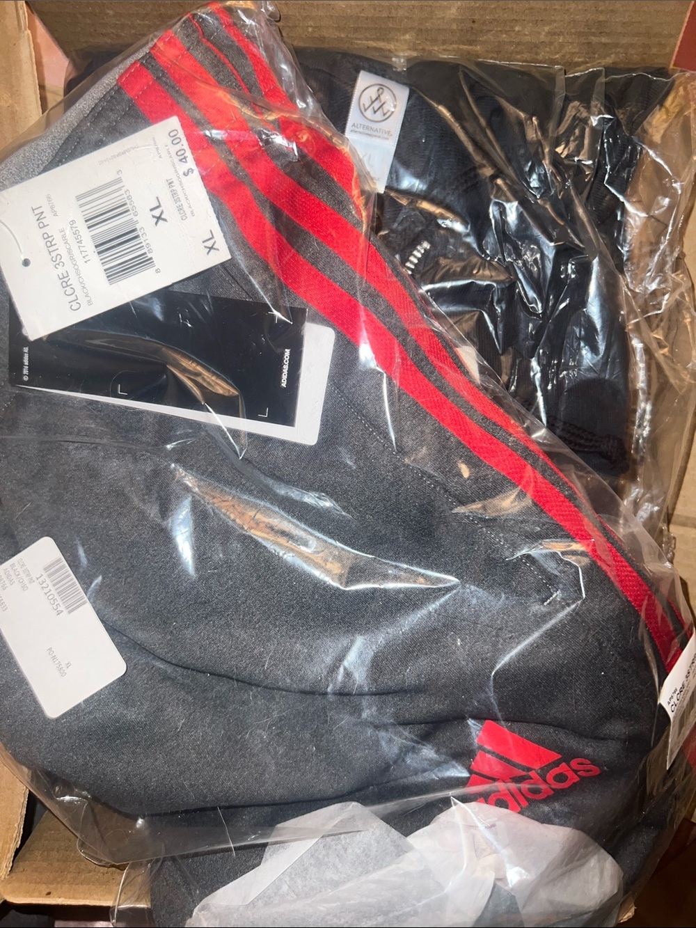adidas Black Hoodie with Red Stripe Accents